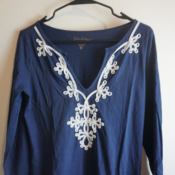 EUC Lilly Pulitzer Marina Shift Dress True Navy - Size S - Picture 2 of 6